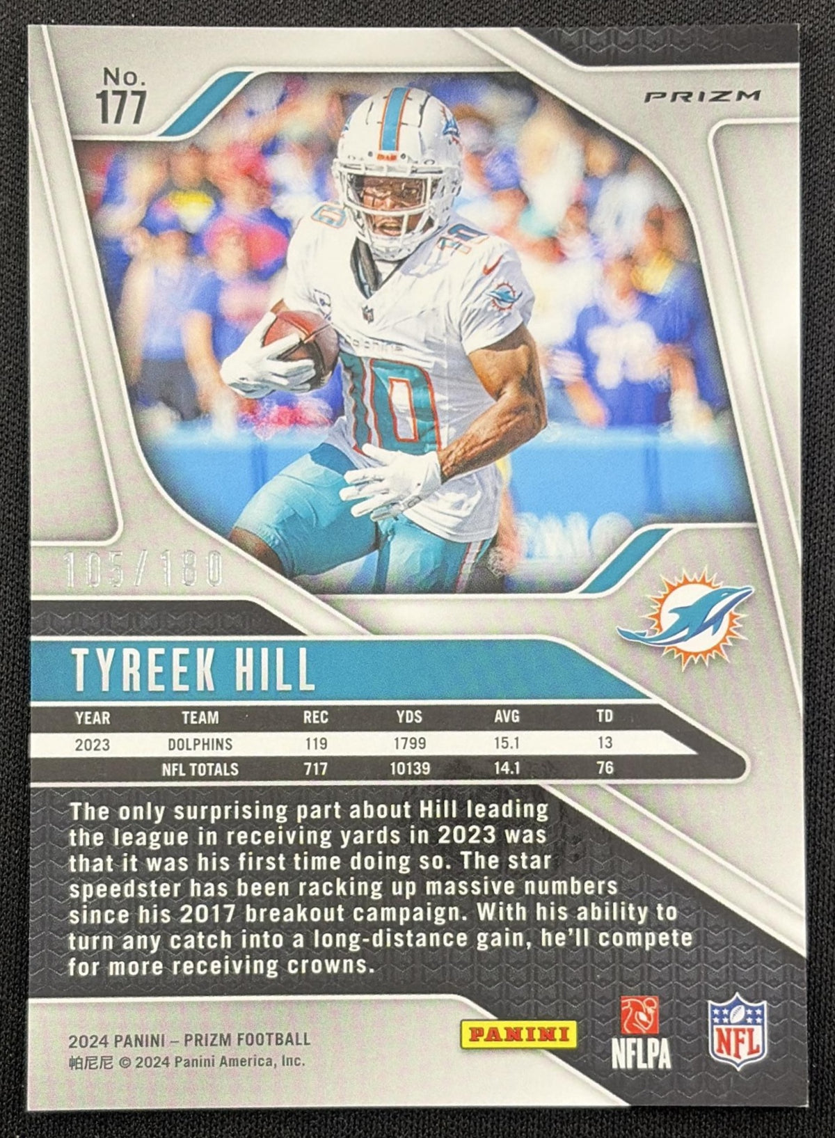 Tyreek Hill 2024 Panini Prizm Hyper /180 Dolphins Miami Dolphins