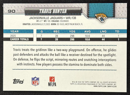 Travis Hunter 2026 Topps Diamante Foil Jaguars Jacksonville Jaguars