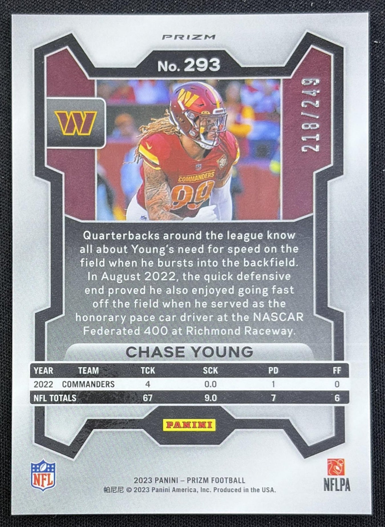 Chase Young 2023 Panini Prizm Orange /249 Commanders