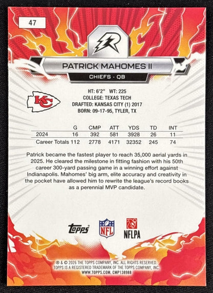 Patrick Mahomes II 2025 Topps Resurgence Chiefs