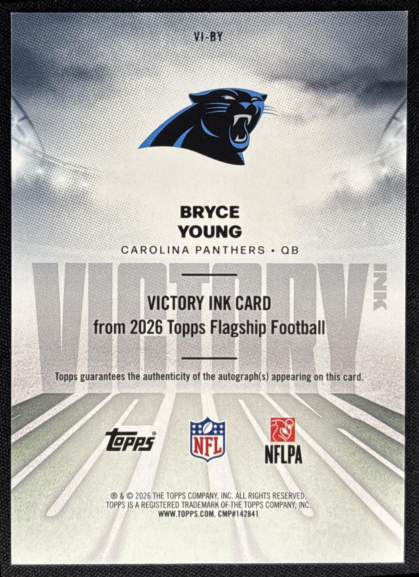 Bryce Young 2026 Topps Victory Ink Auto Green Foil /99 Panthers - back