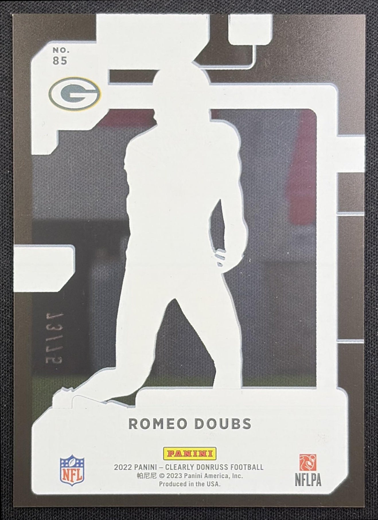 Romeo Doubs 2022 Panini Clearly Donruss Orange /75 Packers
