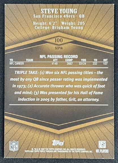 Steve Young 2007 Topps Triple Threads Sepia /639 49ers Sports Trading Cards