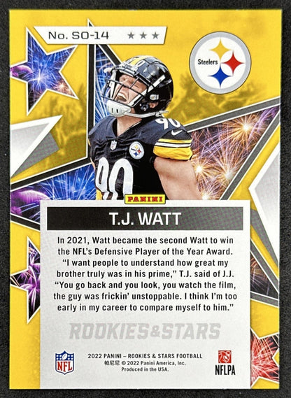 T.J. Watt 2022 Panini Rookies & Stars Standing Ovation Steelers Back