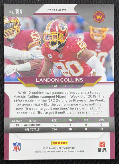 Landon Collins 2020 Panini Prizm Orange /249 Commanders
