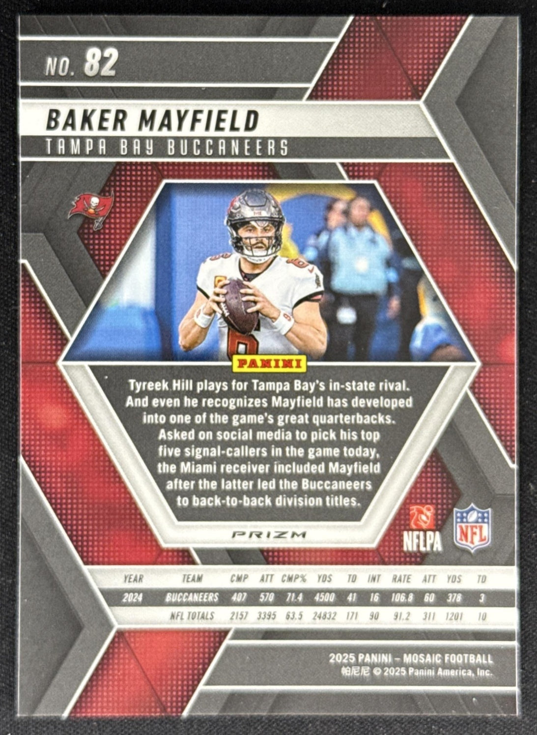 Baker Mayfield 2025 Panini Mosaic Silver Prizm Buccaneers Sports Trading Card