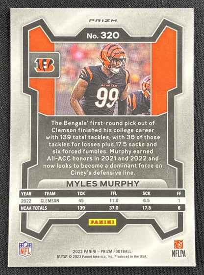 Myles Murphy 2023 Panini Prizm Orange Ice Bengals