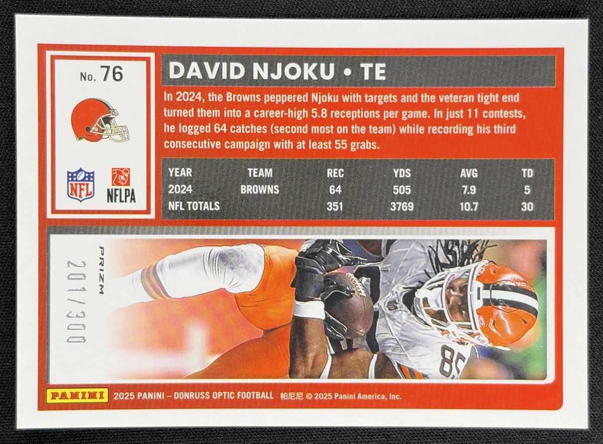 David Njoku 2025 Panini Donruss Optic Wave Prizm /300 Browns back