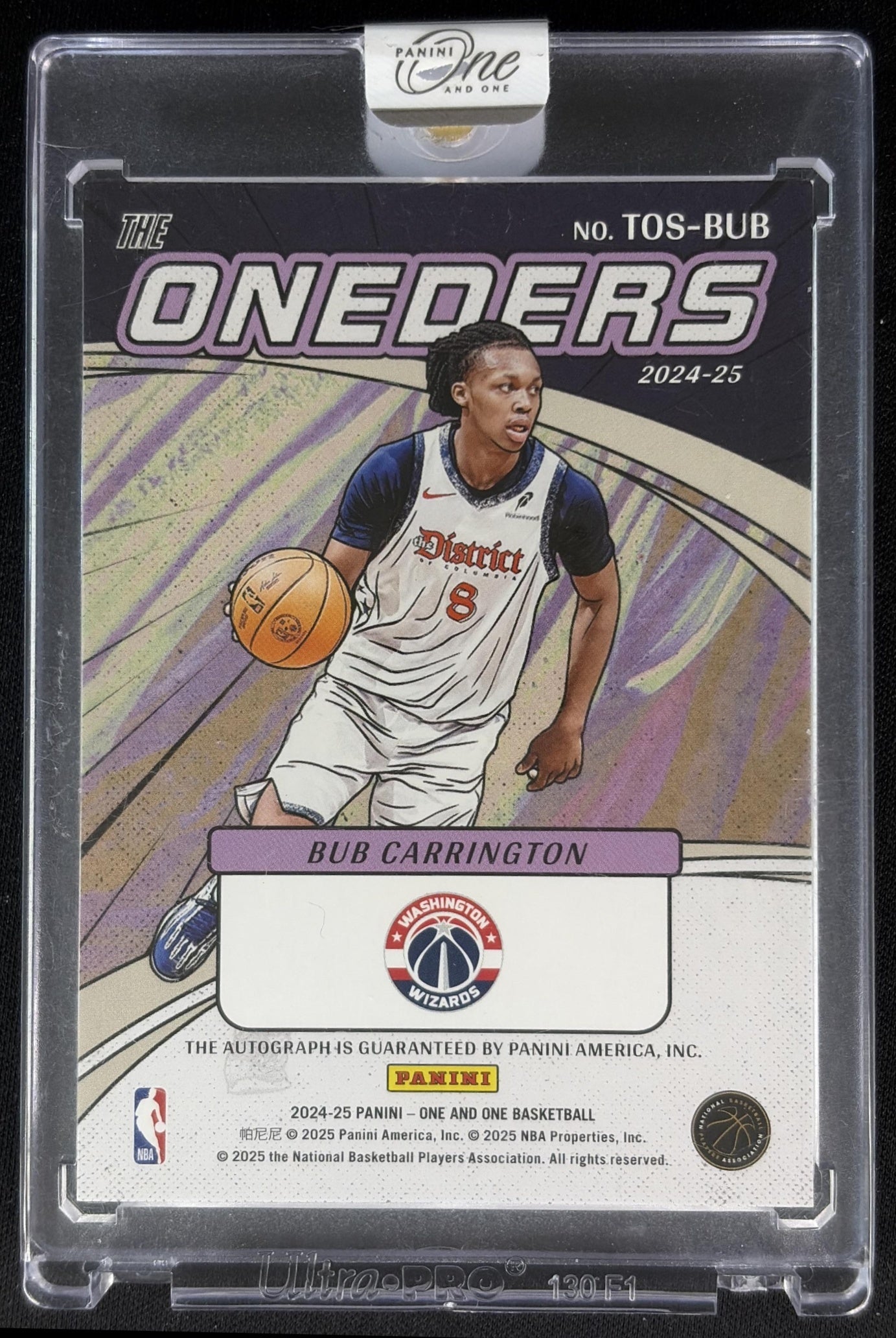 Bub Carrington 2024 Panini One and One The Oneders Signatures FOTL /15 Wizards Sports Trading Cards