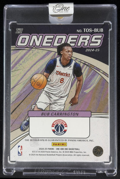 Bub Carrington 2024 Panini One and One The Oneders Signatures FOTL /15 Wizards Sports Trading Cards