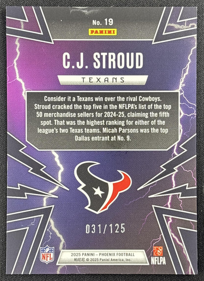 C.J. Stroud 2025 Panini Phoenix Thunderbirds Bronze Pandora Prizm /125 Texans