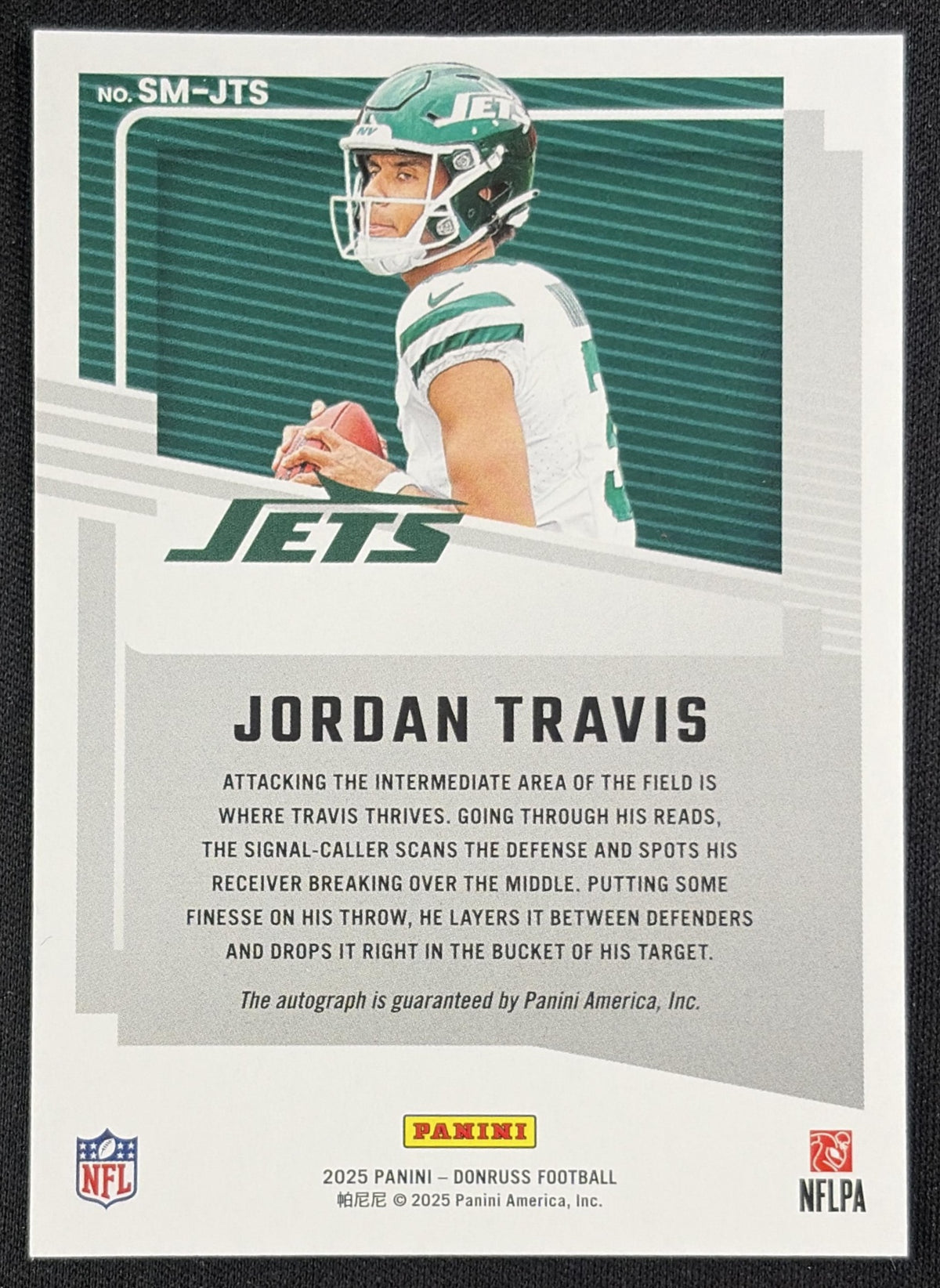 Jordan Travis 2025 Panini Donruss Signature Marks Jets