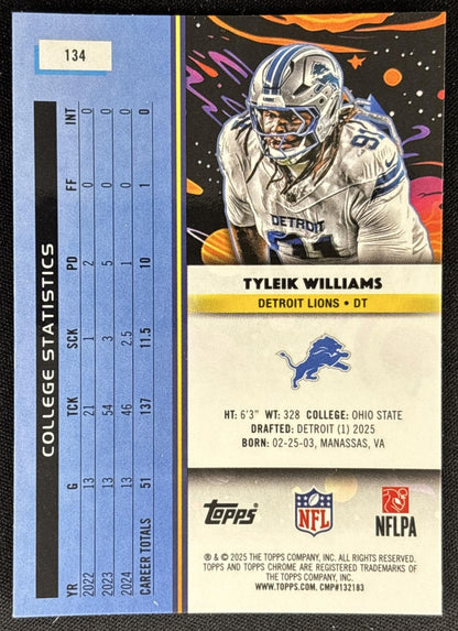Tyleik Williams 2025 Topps Cosmic Chrome Lions