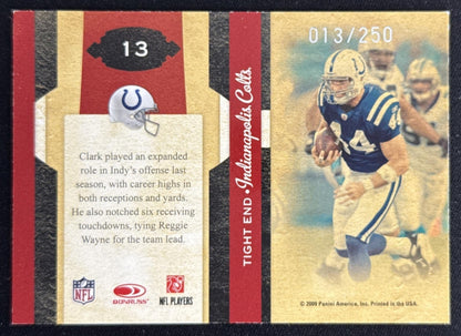 Dallas Clark 2009 Panini Donruss Classics Sunday's Best Silver /250 Colts