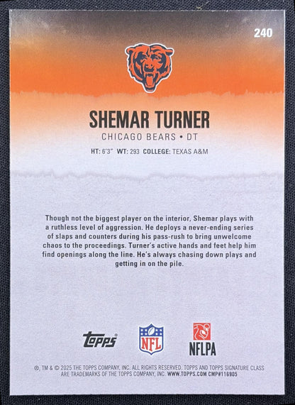 Shemar Turner 2025 Topps Signature Class Chrome Rookie Teal Refractor /225 Bears