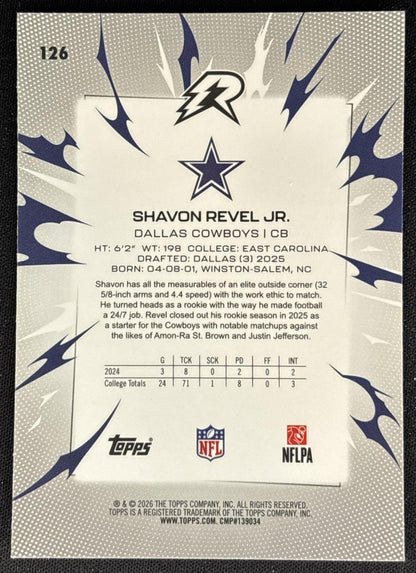 Shavon Revel Jr. 2025 Topps Resurgence Prizm Refractor Cowboys back