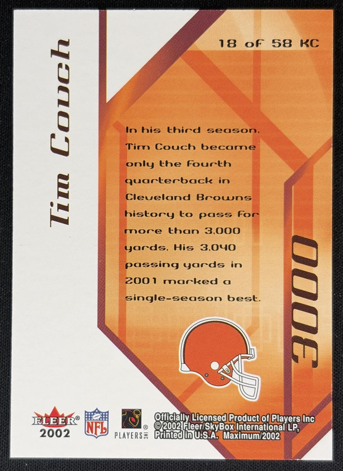 Tim Couch Corp3 Maximum /3040 Browns back