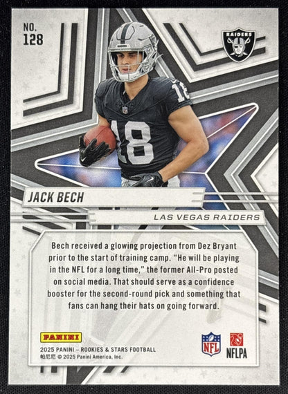 Jack Bech 2025 Panini Rookies & Stars Purple /999 Raiders back