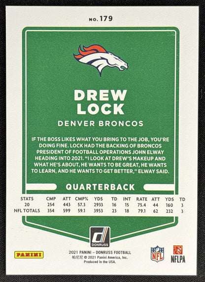 Drew Lock 2021 Panini Donruss Press Proof Premium Broncos