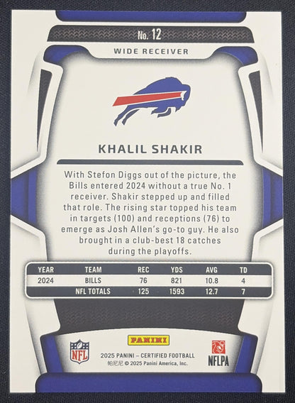 Khalil Shakir 2025 Panini Certified Mirror Teal /75 Bills