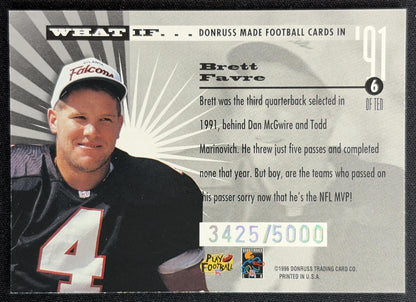 Brett Favre 1996 Donruss What If.../5000 Falcons back