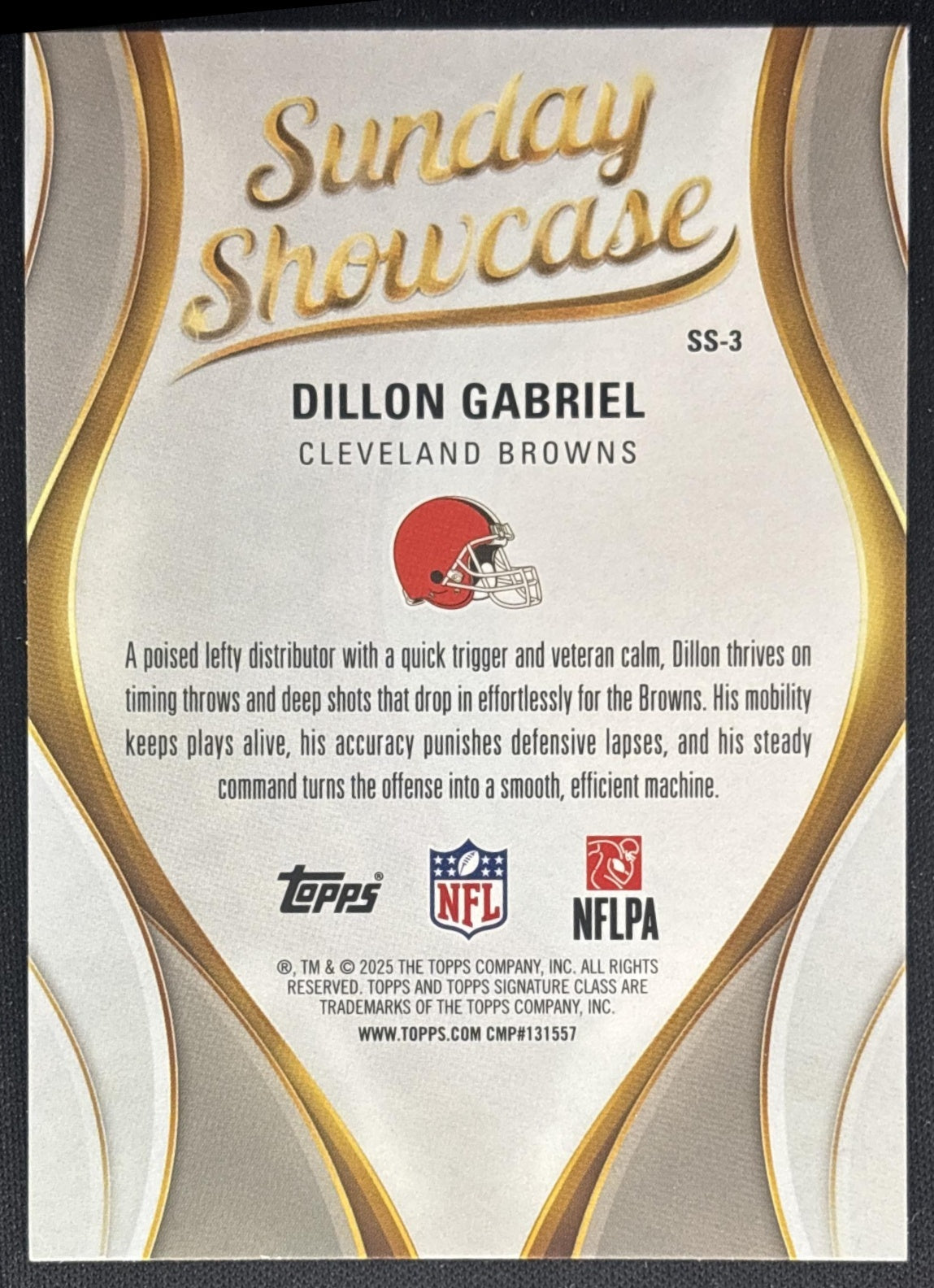 Dillon Gabriel 2025 Topps Signature Class Sunday Showcase Browns back