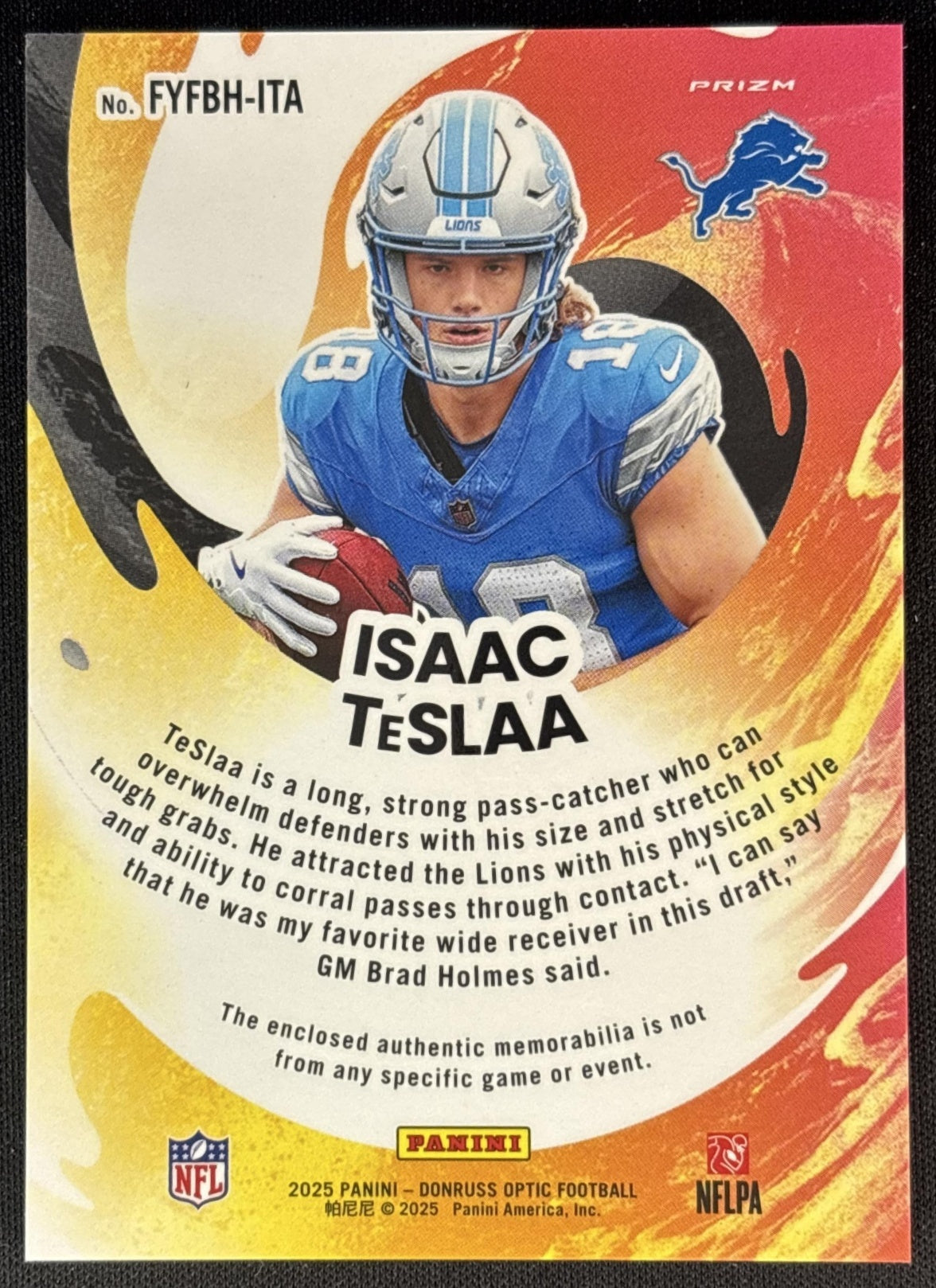 Isaac TeSlaa 2025 Panini Donruss Optic First Year Fresh Blue Hyper Prizm Lions Sports Trading Cards