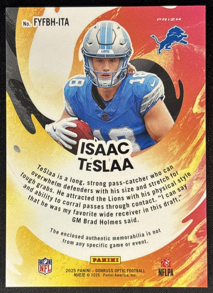 Isaac TeSlaa 2025 Panini Donruss Optic First Year Fresh Blue Hyper Prizm Lions Sports Trading Cards