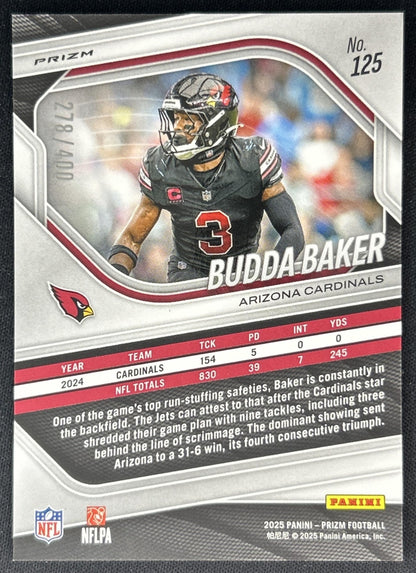 Budda Baker 2025 Panini Prizm Pandora /400 Cardinals back