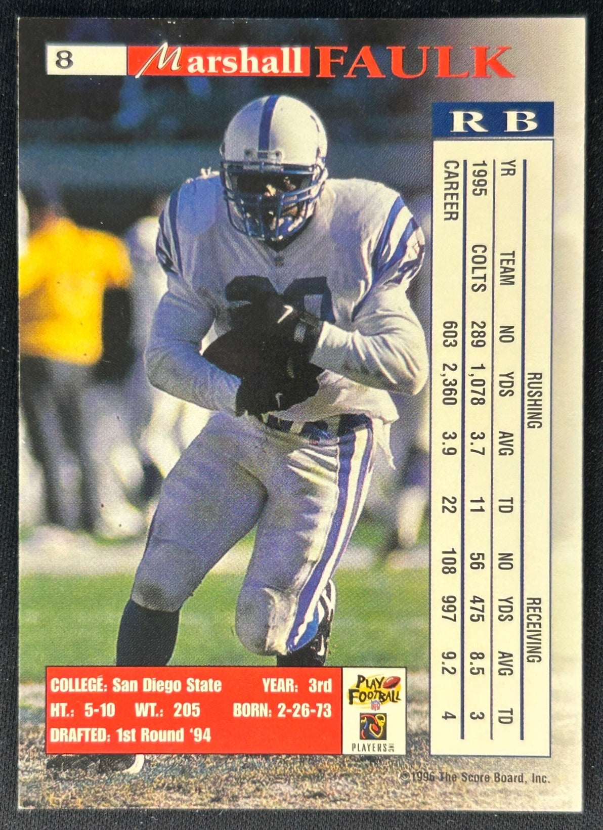 Marshall Faulk 1996 Itense Colts
