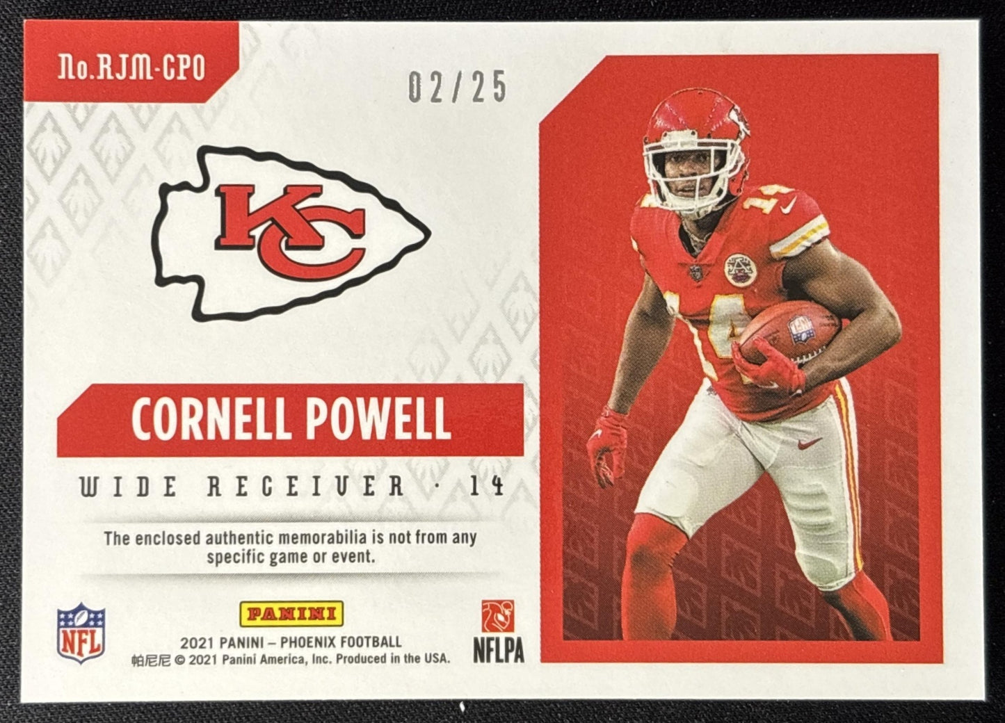 Cornell Powell 2021 Phoenix Rookie Jumbo Memorabilia Prime Blue /25 Chiefs