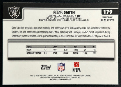 Geno Smith 2025 Topps Chrome Raiders Jets Sports Trading Cards