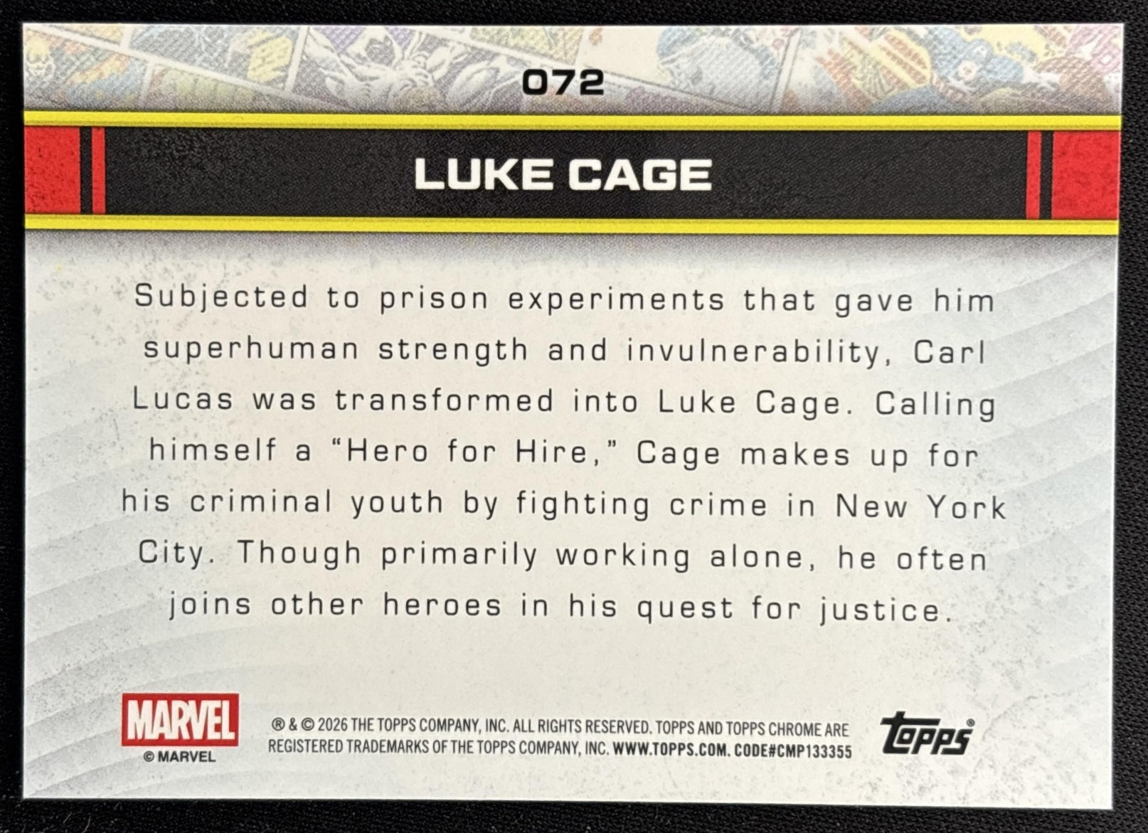 Luke Cage 2026 Topps Chrome Marvel Comics