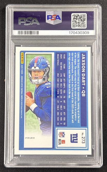 Jaxson Dart 2025 Panini Donruss Optic Rated Rookie Purple Scope Prizm PSA 9 Giants