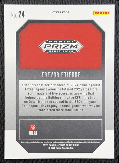 Trevor Etienne 2025 Panini Prizm Draft Picks New Recruits Gold Ice Bulldogs