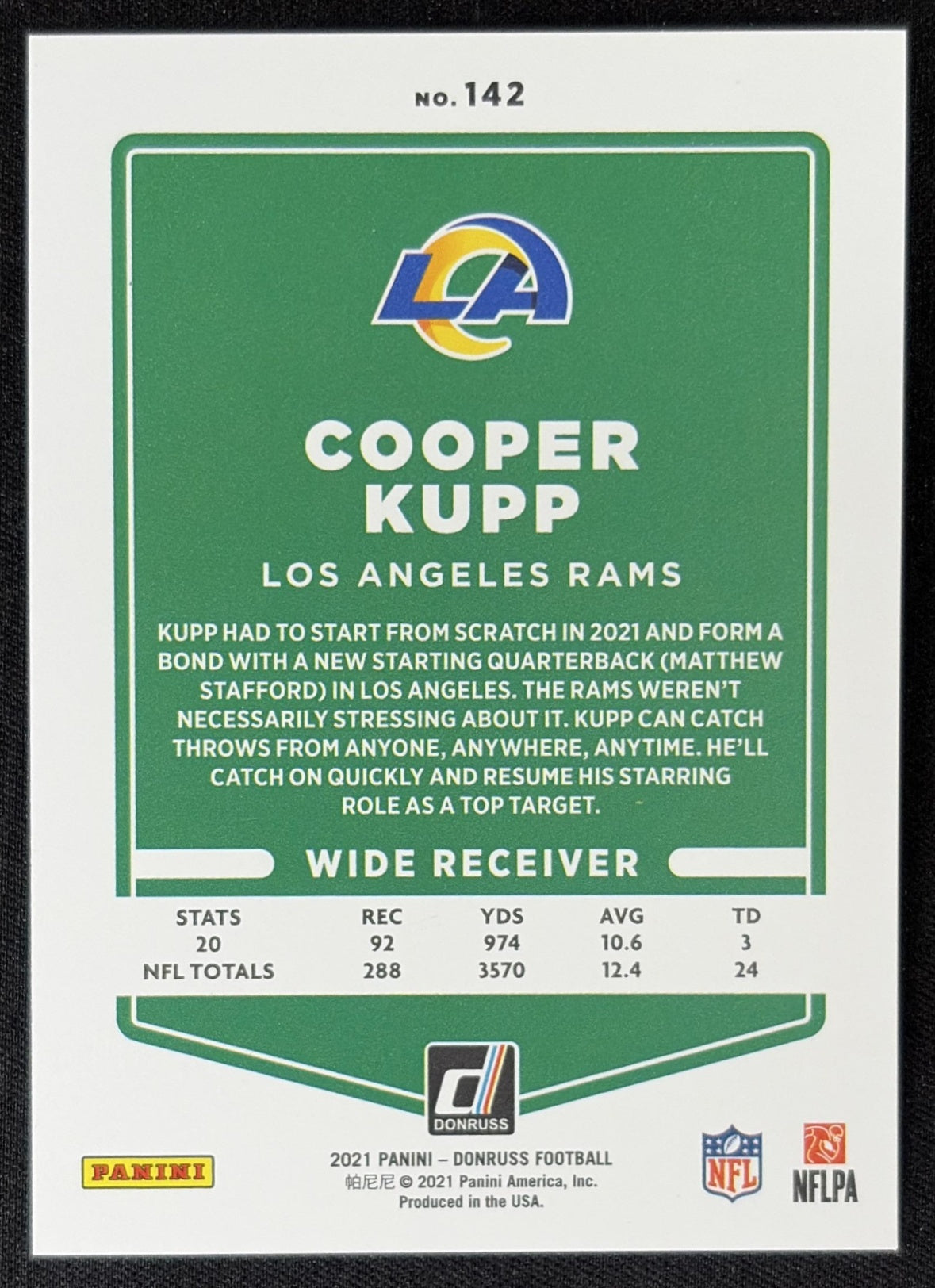 Cooper Kupp 2021 Panini Donruss Press Proof Premium Rams - Los Angeles Rams