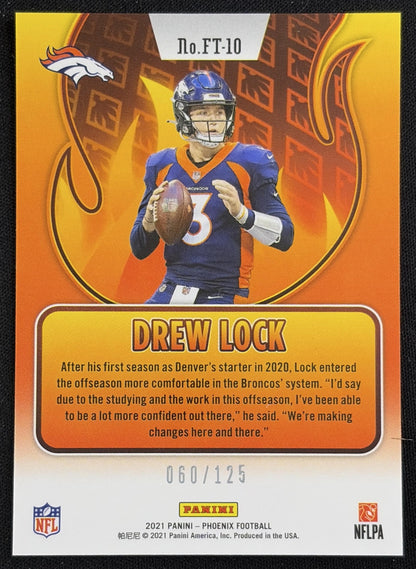Drew Lock 2021 Panini Phoenix Flame Throwers Purple /125 Broncos - back