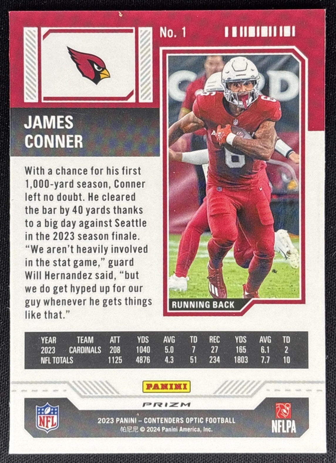 James Conner 2023 Panini Contenders Optic Silver Cardinals Sports Trading Cards
