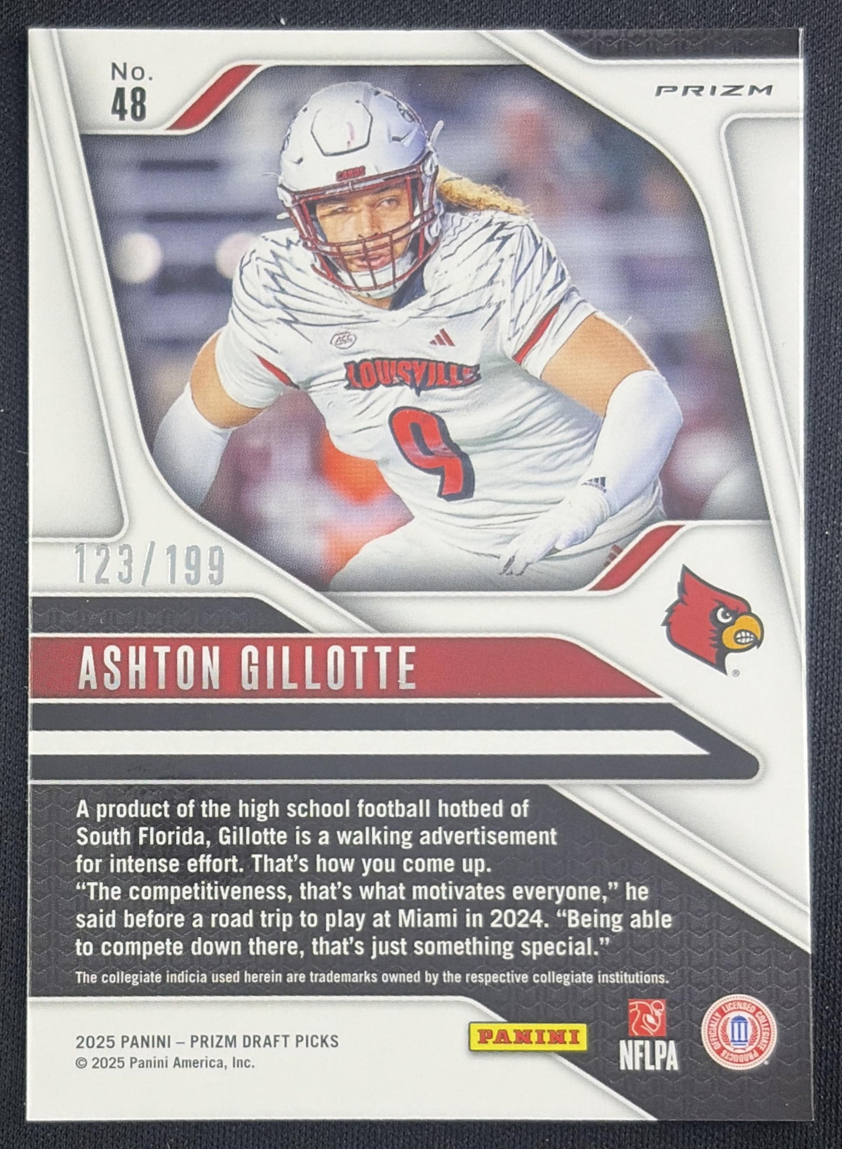 Ashton Gillotte 2025 Panini Prizm Draft Picks Purple Ice /199 Cardinals Louisville Cardinals