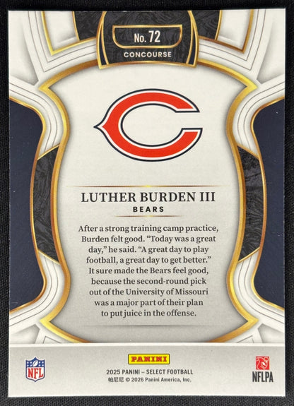 Luther Burden III 2025 Select Concourse Bears Sports Trading Card