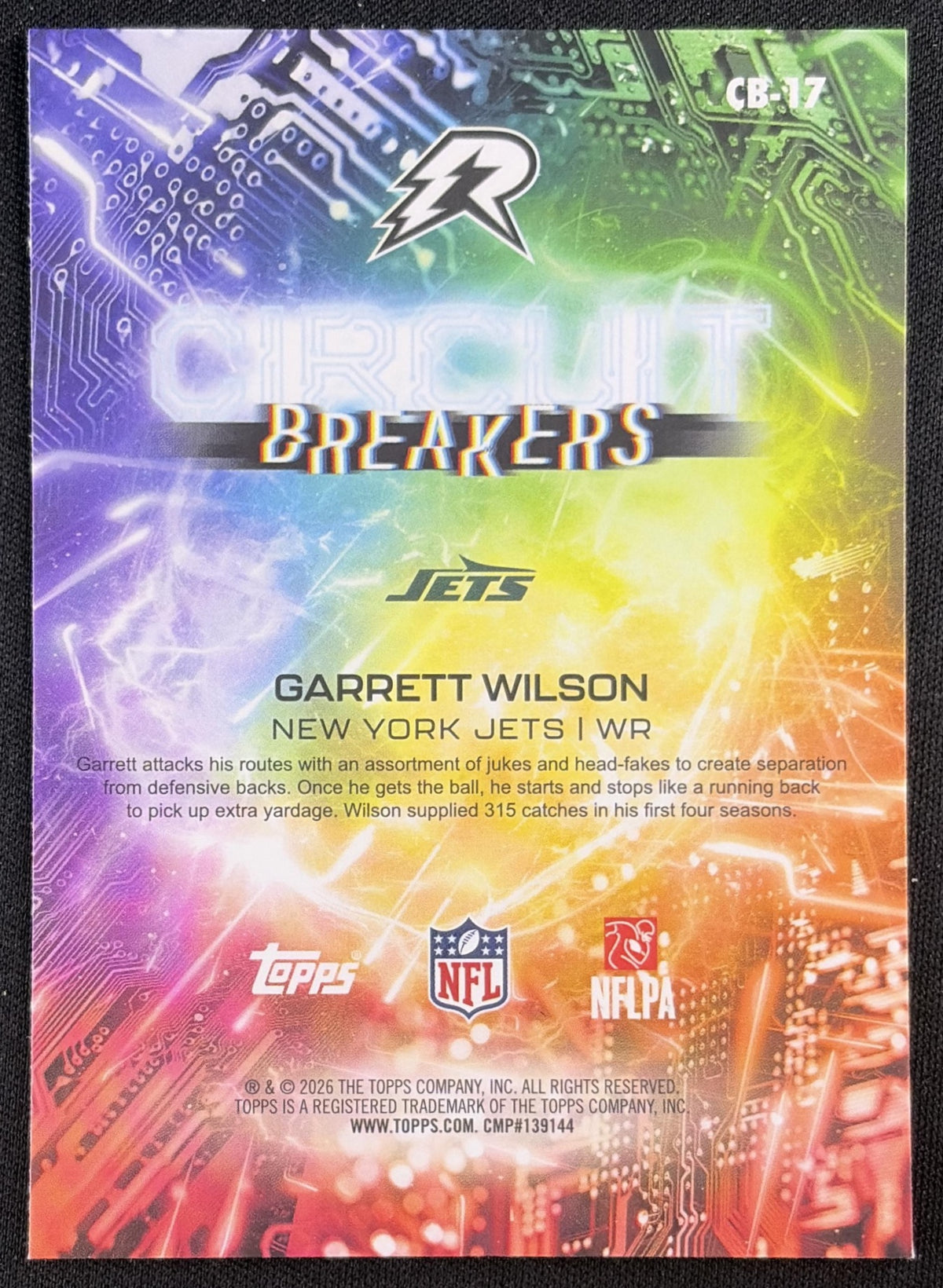 Garrett Wilson 2025 Topps Resurgence Circuit Breakers Bronze Surge Refractor /350 New York Jets
