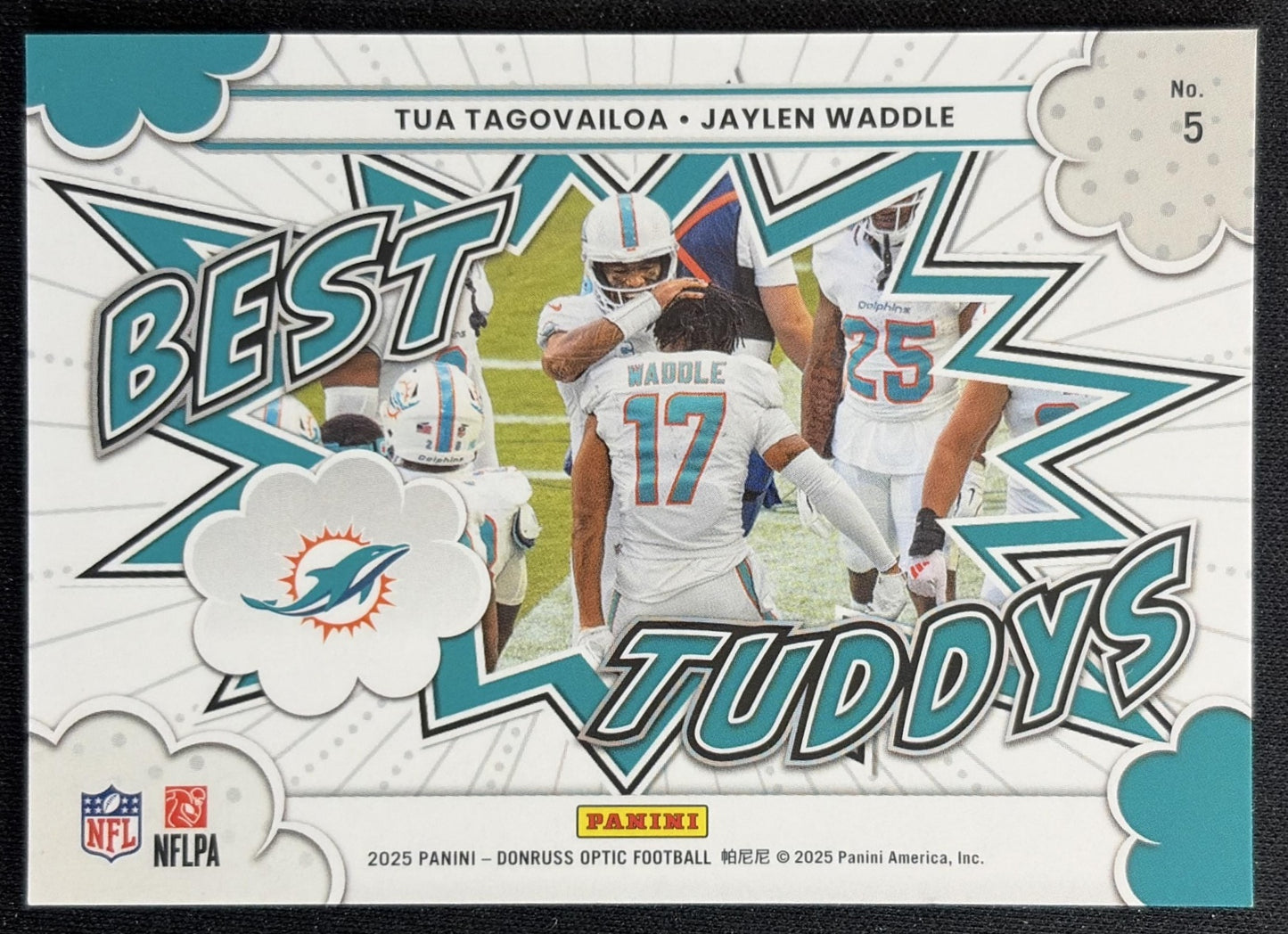 Jaylen Waddle Tua Tagovailoa 2025 Donruss Optic Best Tuddys Dolphins Back