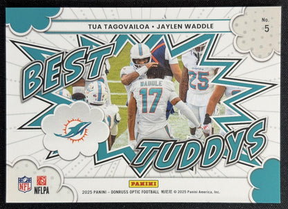 Jaylen Waddle Tua Tagovailoa 2025 Donruss Optic Best Tuddys Dolphins Back