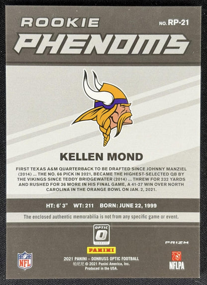 Kellen Mond 2021 Panini Donruss Optic Rookie Phenoms Red Vikings