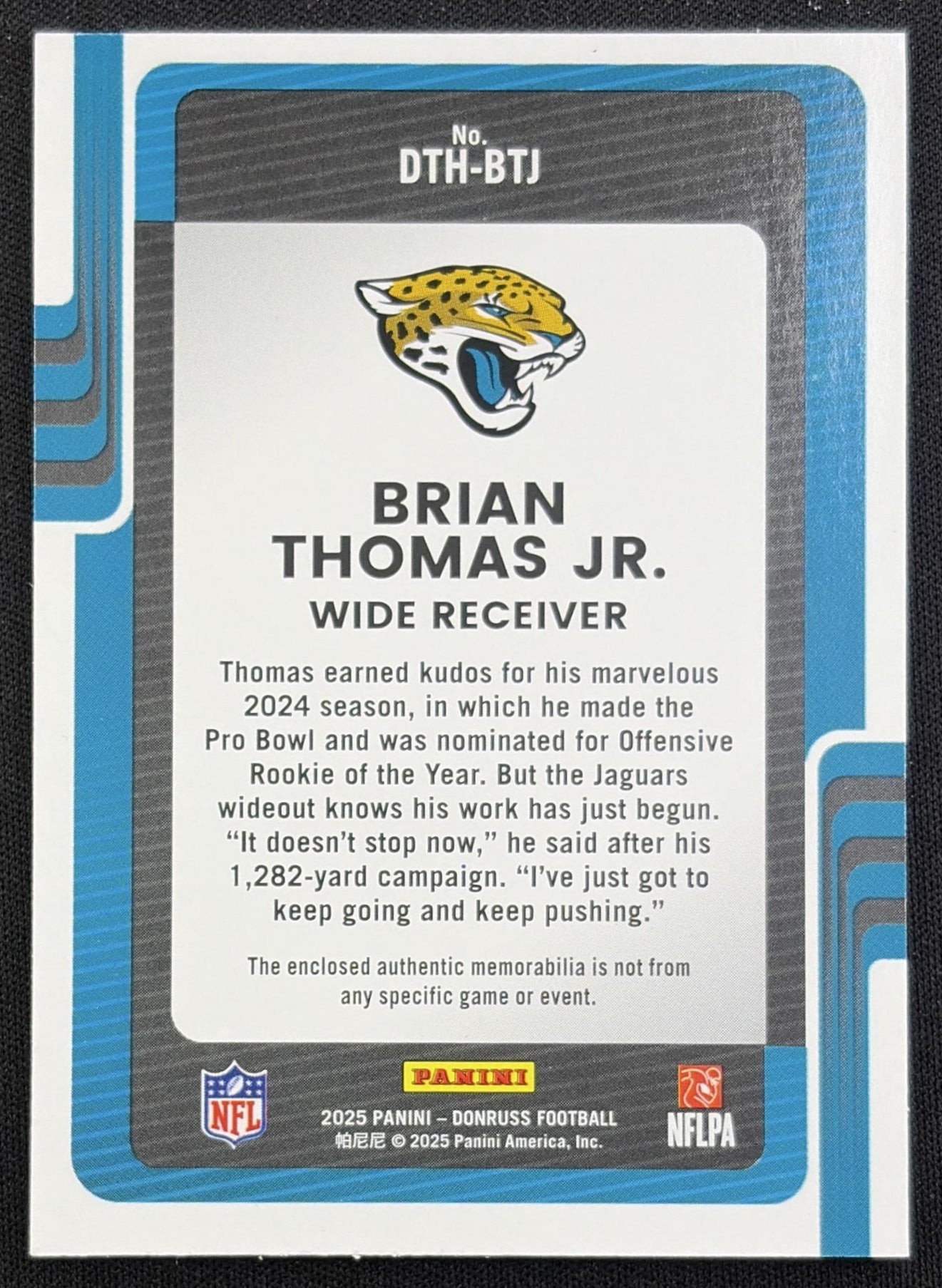 Brian Thomas Jr. 2025 Panini Donruss Threads Jaguars