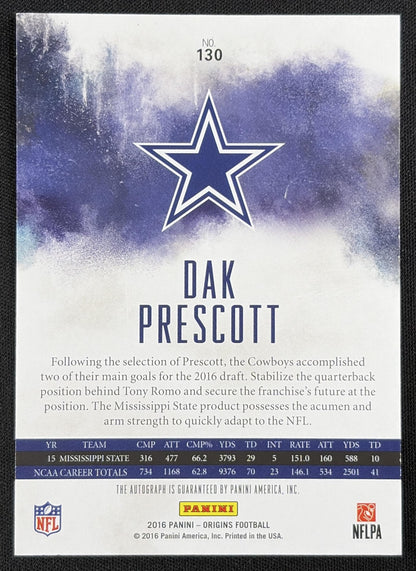 Dak Prescott 2016 Panini Origins Auto Rookie Cowboys