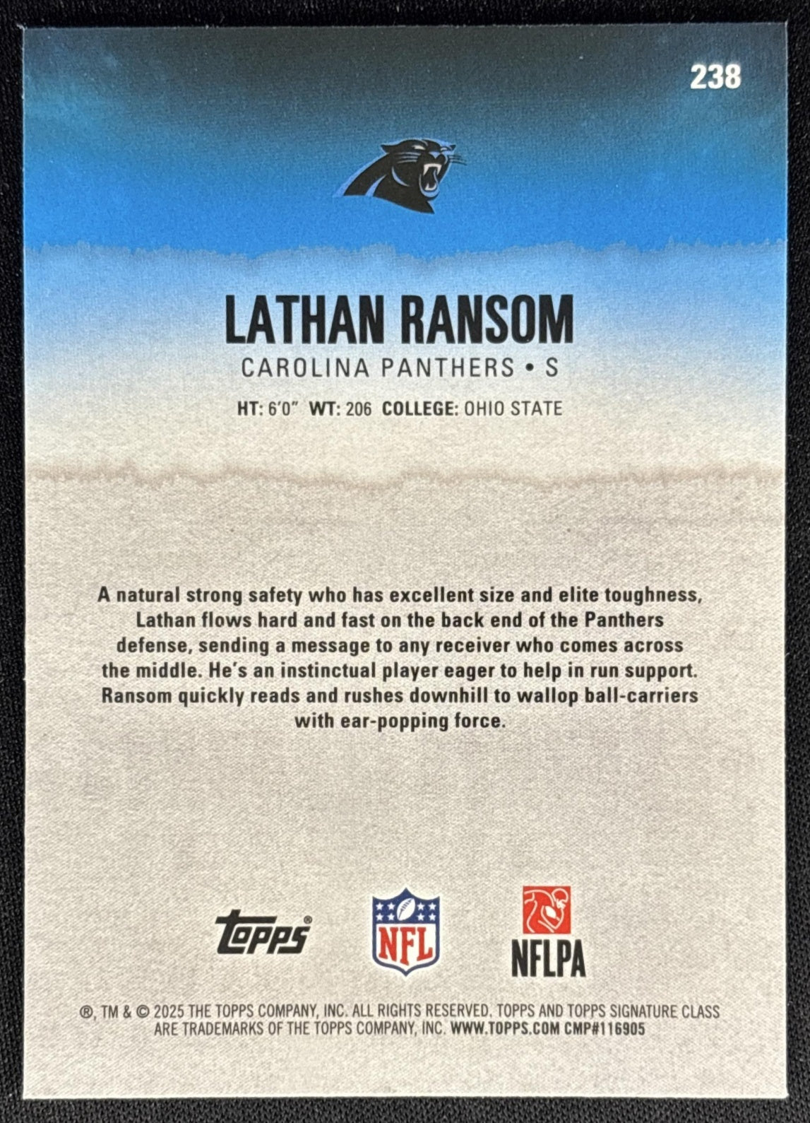 Lathan Ransom 2025 Topps Signature Class Chrome Rookie Panthers Sports Trading Cards