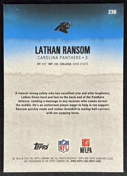 Lathan Ransom 2025 Topps Signature Class Chrome Rookie Panthers Sports Trading Cards