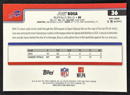 Joey Bosa 2025 Topps Chrome Blue Wave Refractor /150 Bills