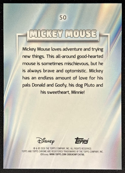 Mickey Mouse 2026 Topps Chrome Disney Refractor & Friends back